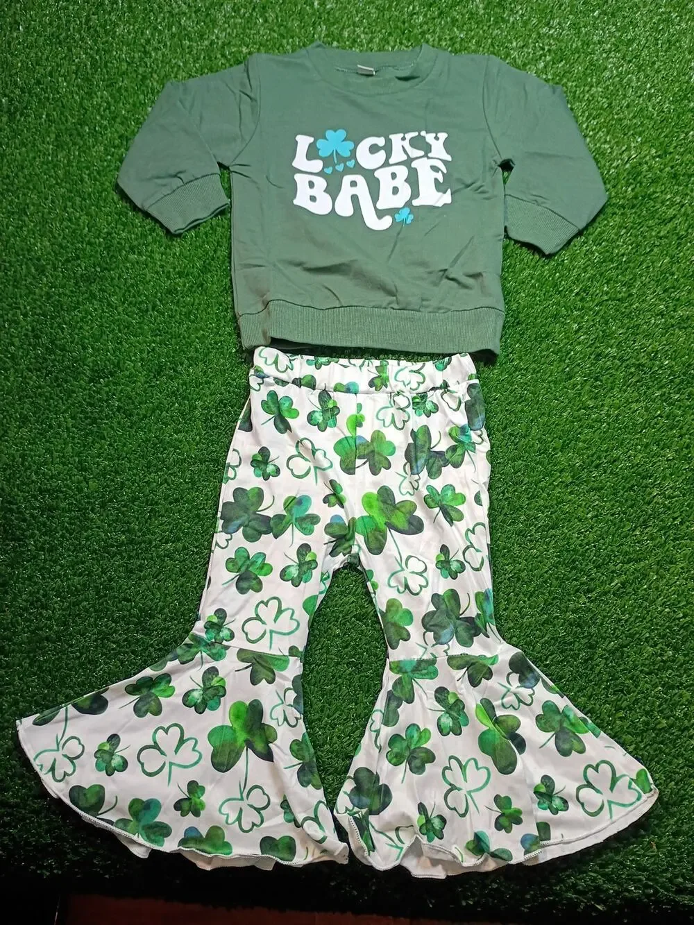 Festive Green Lucky Babe St. Patrick's Day 2-Piece Outfit Set